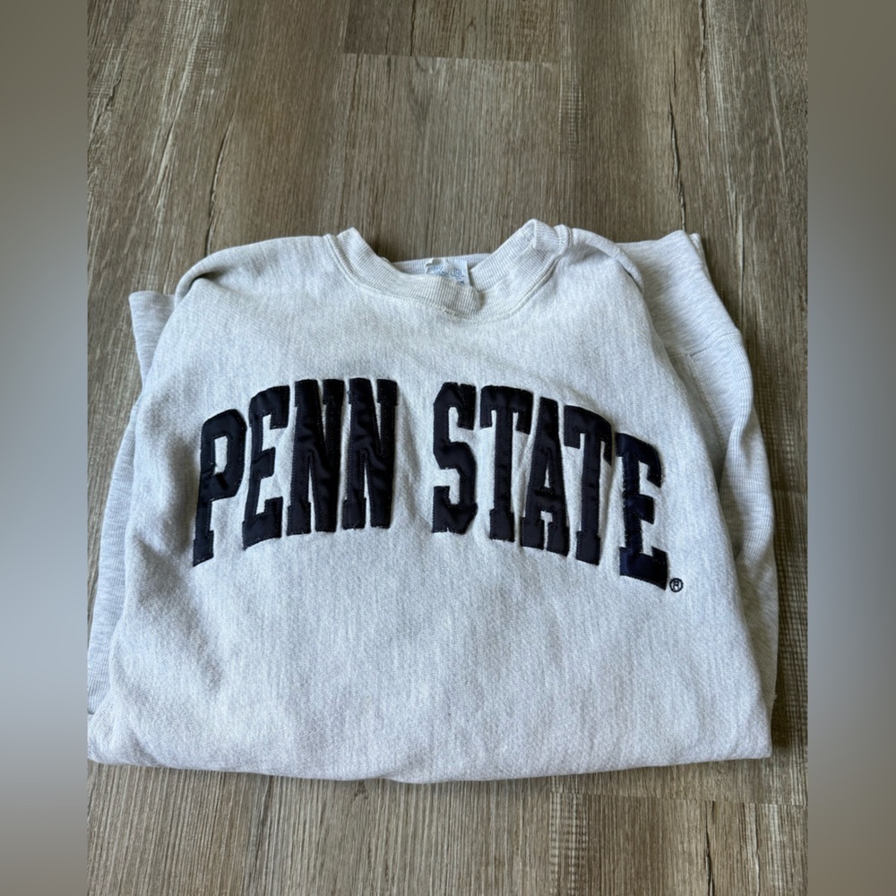 VTG Reverse Weave PENN STATE Sweatshirt Crewneck Embroidered Gray Blue Size S M - Picture 15 of 16